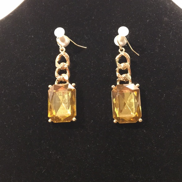 Large Gold Rhinestone Earrings - Picture 3 of 9